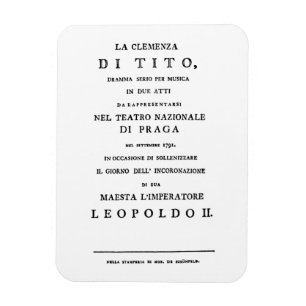 Magnet Flexible La Clemenza di Tito Libretto page de titre