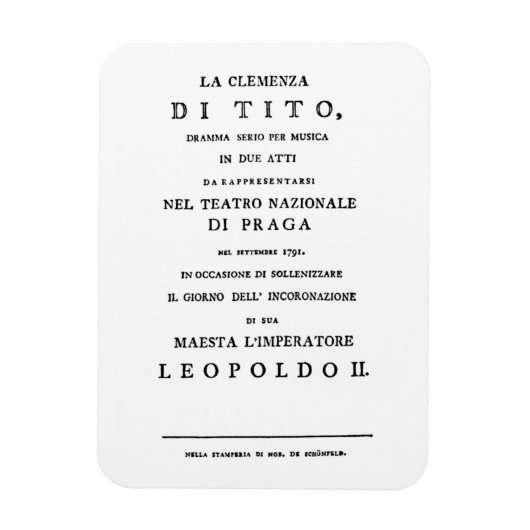 Magnet Flexible La Clemenza di Tito Libretto page de titre (Vertical)