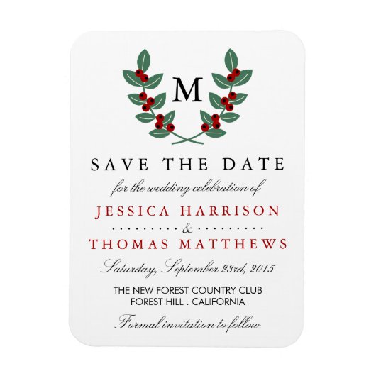 Magnet Flexible La collection de Mariages Monogram Berry Bush (Vertical)