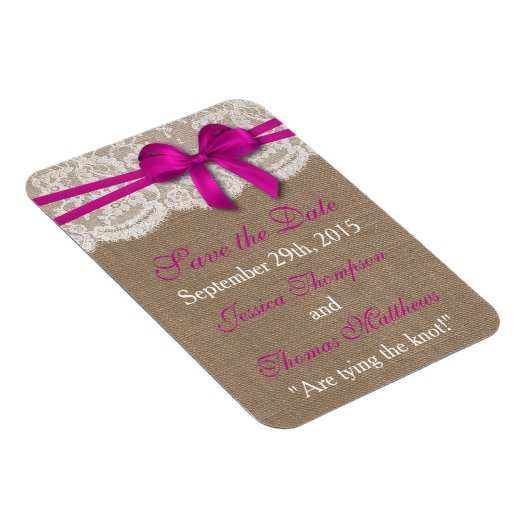 Magnet Flexible La collection de Mariages Rustic Pink Bow (Côté Droit)