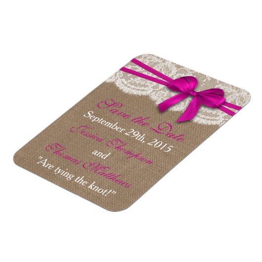 Magnet Flexible La collection de Mariages Rustic Pink Bow (Côté Gauche)
