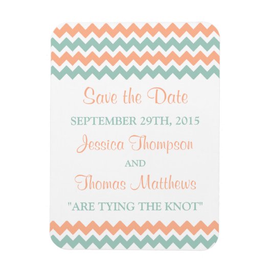 Magnet Flexible La collection moderne de Mariages Chevron Peach & (Vertical)