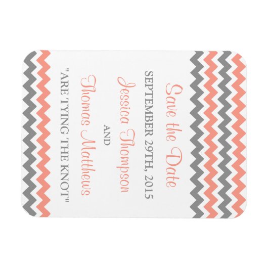 Magnet Flexible La collection moderne de Mariages Chevron - rose e (Horizontal)