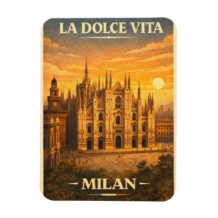 Magnet Flexible La Dolce Vita - Affiche de voyage vintage de Milan