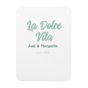 Magnet Flexible La Dolce Vita vert bleu pastel nom date mariage