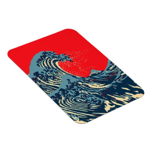 Magnet Flexible La Grande Vague de Hokusai dans un style vibrant (Côté Droit)