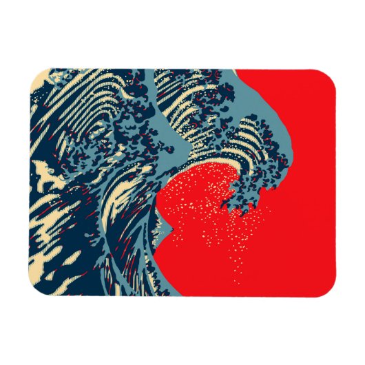 Magnet Flexible La Grande Vague de Hokusai dans un style vibrant (Horizontal)