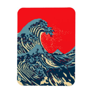 Magnet Flexible La Grande Vague de Hokusai dans un style vibrant