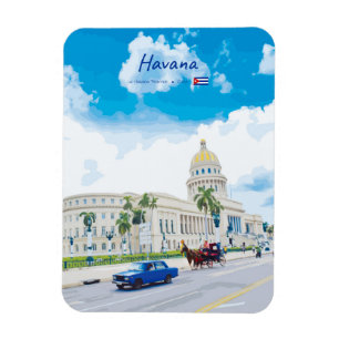 Magnet Flexible La Havane, Cuba - Âme Classique Vintage Arrondie