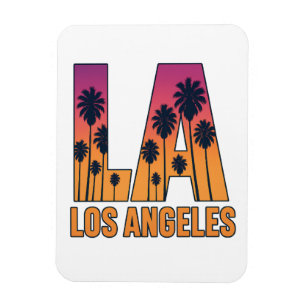 Magnet Flexible LA Los Angeles Palm Trees Sunset Retro Design