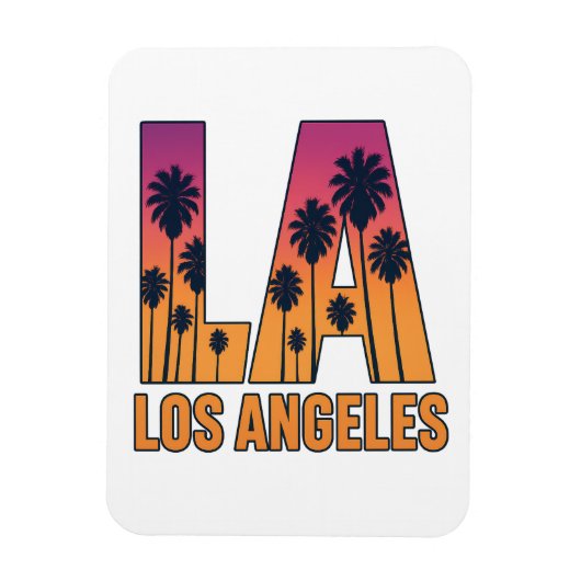 Magnet Flexible LA Los Angeles Palm Trees Sunset Retro Design (Vertical)