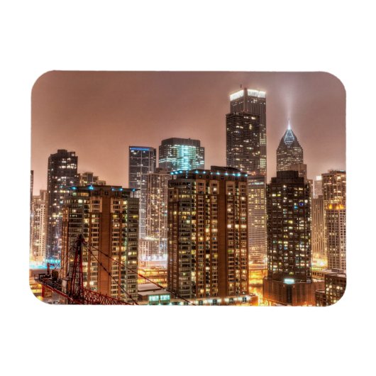 Magnet Flexible La neige tombe au-dessus du ciel le soir à Chicago (Horizontal)