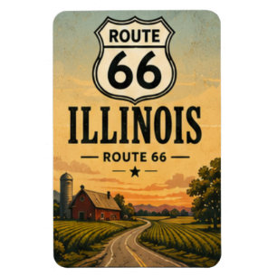 Magnet Flexible La Route 66 de l'Illinois Ferme Prairie Road Art