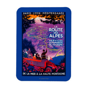 Magnet Flexible La Route Des Alpes Poster Vintage Europe