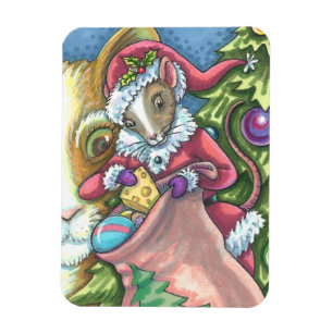 MAGNET FLEXIBLE LA SOURIS PÈRE NOËL APPORTE DE BONS CHATS CADEAUX