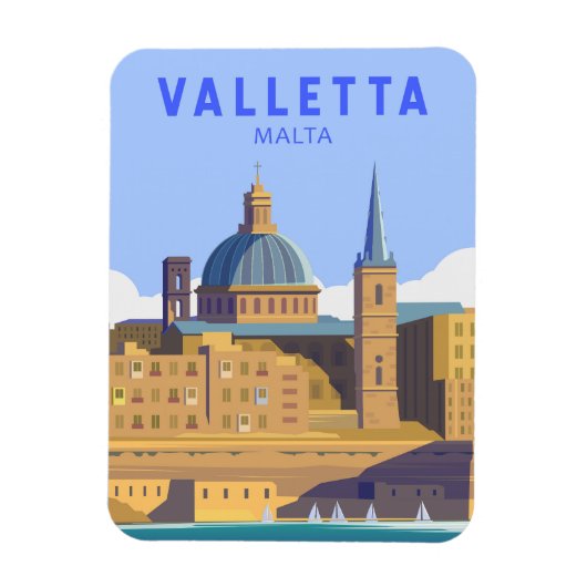 Magnet Flexible La Valette Malte Voyage Art Vintage (Vertical)