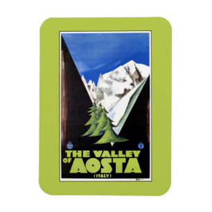 Magnet Flexible La vallée de l'affiche de voyage d'Alpes d'Aosta