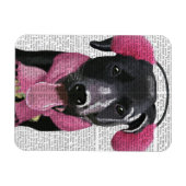 Magnet Flexible Labrador Noir Avec Bouteilles Oreilles (Horizontal)