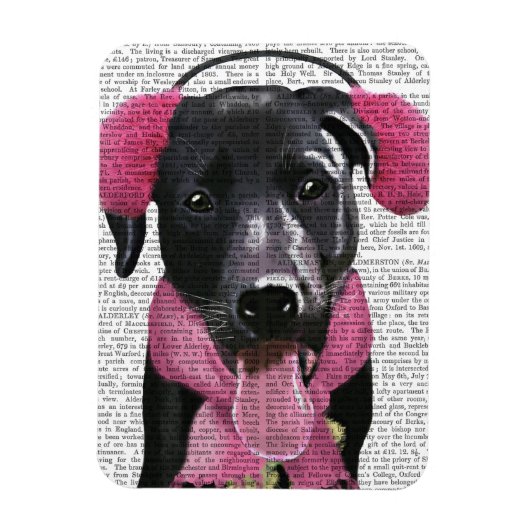 Magnet Flexible Labrador Noir Avec Bouteilles Oreilles (Vertical)