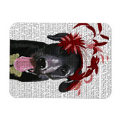 Magnet Flexible Labrador Noir Avec Fascinateur Rouge (Horizontal)