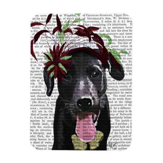 Magnet Flexible Labrador Noir Avec Fascinateur Vert (Vertical)
