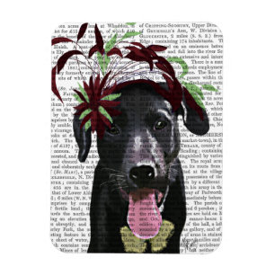 Magnet Flexible Labrador noir avec Fascinator vert