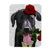 Magnet Flexible Labrador noir avec Rose (Vertical)