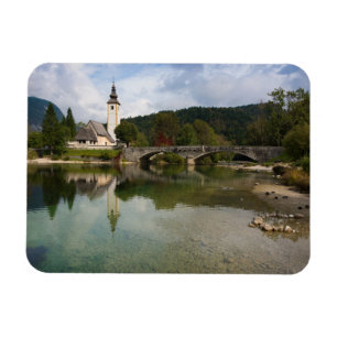 Magnet Flexible Lac Bohinj et église, aimant de rectangle de la