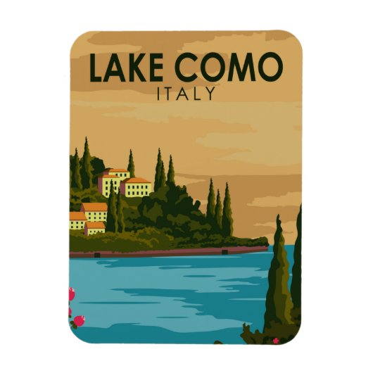 Magnet Flexible Lac de Côme Italie Vintage (Vertical)