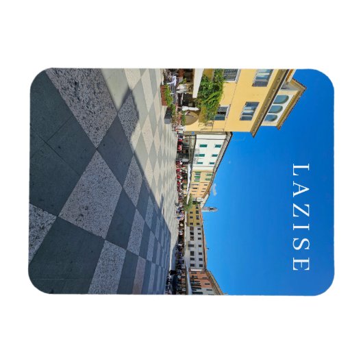 Magnet Flexible Lac de Garde Lazise Vue carré aimant frigo (Horizontal)