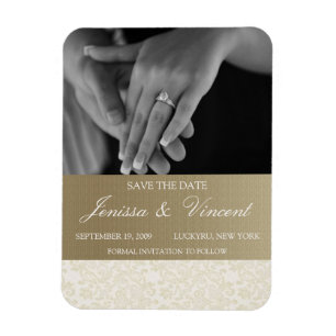 Magnet Flexible Lace ivoire et or Enregistrer l'aimant de date 3"