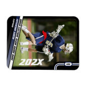 Magnet Flexible Lacrosse Player Trading Card en bleu noir (Horizontal)