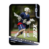 Magnet Flexible Lacrosse Player Trading Card en bleu noir (Vertical)