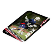 Magnet Flexible Lacrosse Player Trading Card en rouge noir (Côté Gauche)