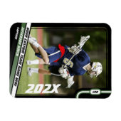 Magnet Flexible Lacrosse Player Trading Card en vert noir (Horizontal)