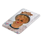 Magnet Flexible Lady Head Vase Blonde Ado Blue Casquette Flower (Côté Gauche)