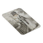 Magnet Flexible Lady on a Terrace Tending a Carnation Plante (noir (Côté Droit)