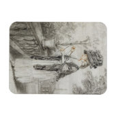 Magnet Flexible Lady on a Terrace Tending a Carnation Plante (noir (Horizontal)