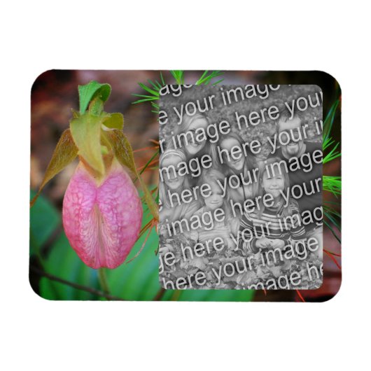 Magnet Flexible Lady Slipper Orchid Frame Ajouter Votre Photo (Horizontal)