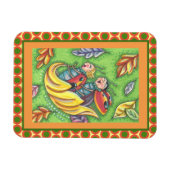 MAGNET FLEXIBLE LADYBUGS QUI RETOURNENT SUR LES FEUILLES D'AUTOMNE (Horizontal)