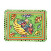 MAGNET FLEXIBLE LADYBUGS QUI RETOURNENT SUR LES FEUILLES D'AUTOMNE (Horizontal)