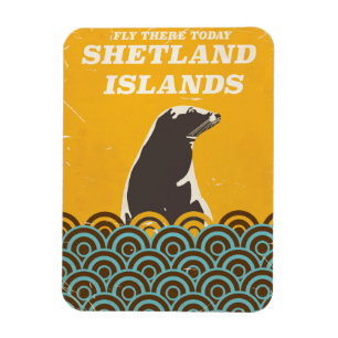 Magnet Flexible L'affiche de voyage vintage des îles Shetland