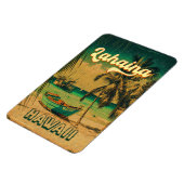 Magnet Flexible Lahaina Maui Hawaii Retro Sunset Souvenir 1950 (Côté Gauche)
