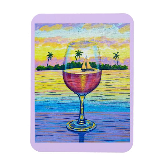 Magnet Flexible L'aimant, un verre de vin, un monde lointain (Vertical)