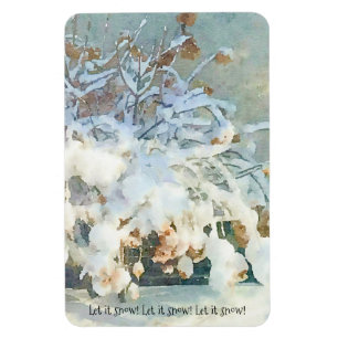 Magnet Flexible Laisser Il Neige - Neige Couvert Hydrangée Arbre