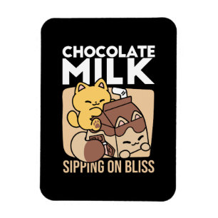 Magnet Flexible Lait chocolaté en sirotant sur le bonheur – Nourri