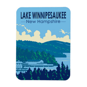 Magnet Flexible Lake Winnipesaukee New Hampshire Travel Art Retro