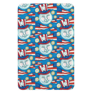 MAGNET FLEXIBLE L'AMÉRICANA FOLK ART PATRIOTIQUE HOMME DANS LA LUN