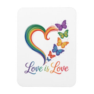 Magnet Flexible L'amour est l'amour LGBT Papillon Cœur Arc-en-ciel