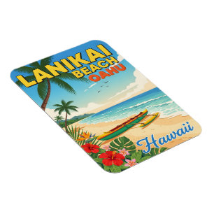 Magnet Flexible Lanikai Beach, Hawaii - Canoë Tropical